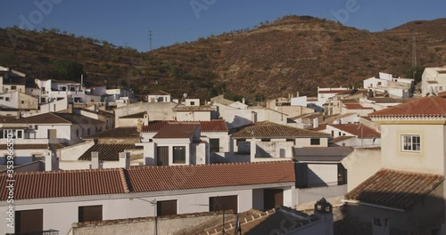 Establishing shot of the village of Lubrin, Spain by sunrise. photo