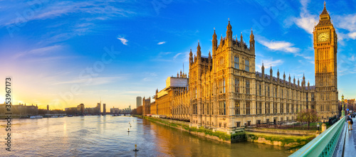 Houses of Parliament and Big Ben in morning light. London. England photo