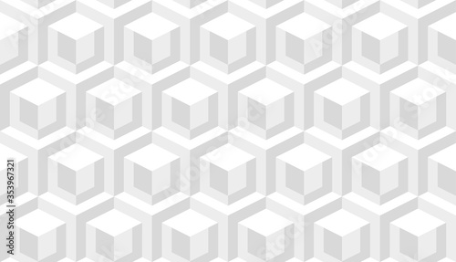 Abstract cube isometric background. Seamless wallpaper texture. White graphic design