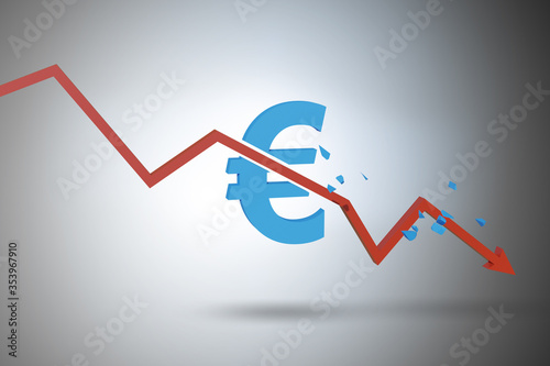 Concept of economic crisis and euro inflation photo