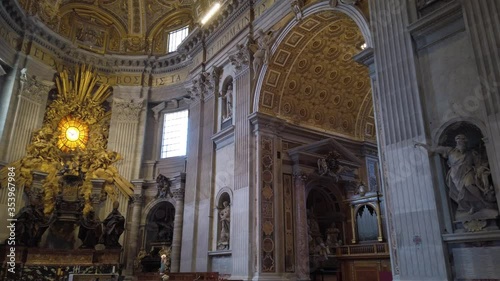 Apse with the Chair of Saint Peter by Gian Lorenzo Bernini, in Saint Peters Basilica in Rome, Italy. 