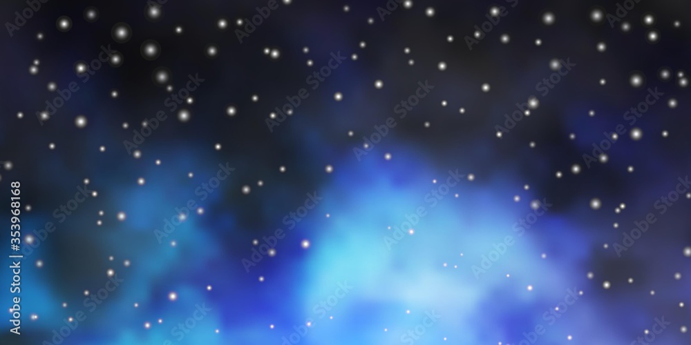 Fototapeta premium Dark BLUE vector background with colorful stars. Modern geometric abstract illustration with stars. Design for your business promotion.