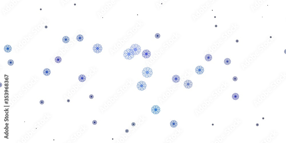 Light Pink, Blue vector doodle background with flowers.