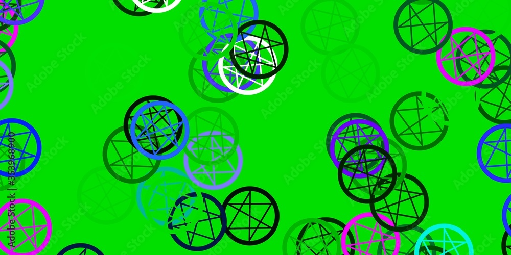 Light Pink, Green vector background with occult symbols. Light Pink, Green vector background with occult symbols.