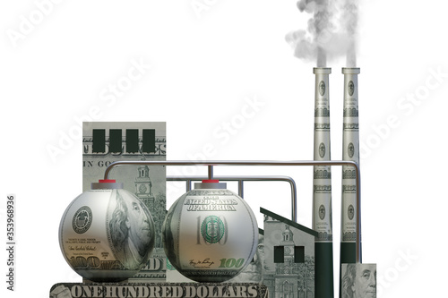 Quadro su tela Carbon tax concept with industrial plant - 3d rendering