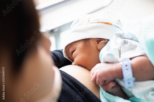 Small delicate little hand of newborn - close portrait