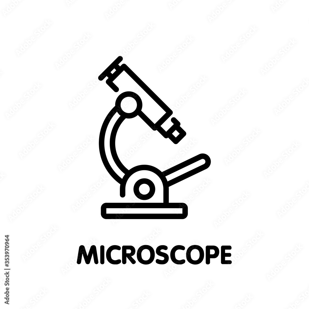 Microscope outline icon style design illustration on white background Microscope outline icon style design illustration on white background