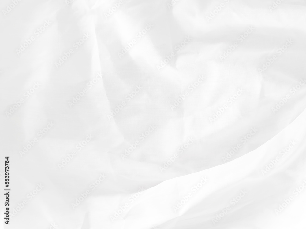 White Creased fabric texture Abstract background. Satin Folds.Paper folds soft focus. Cotton Soft wave. Luxurious background design