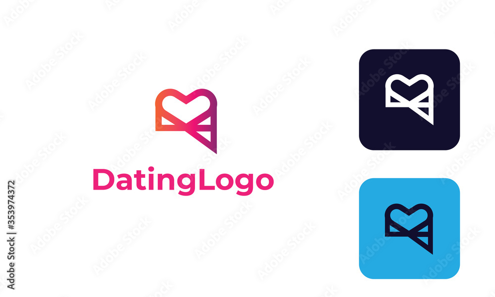 Dating Logo can for Icon Love app , logo heart -romance symbol - logo heart for website with modern design , fresh concept ,blue color and vector EPS 10