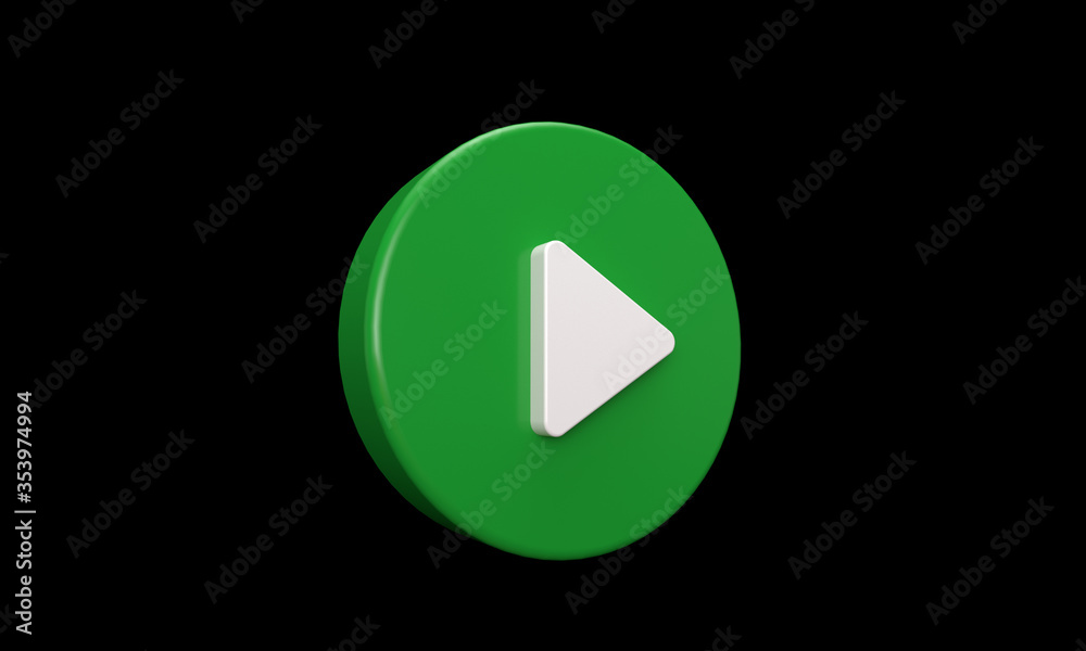 3D rendering of the red cartoon play button. 3D rendering of the red cartoon play button.