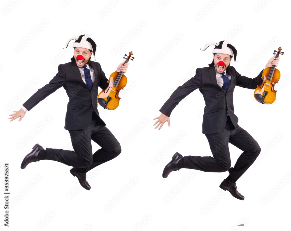 Funny clown businessman isolated on the white background Funny clown businessman isolated on the white background