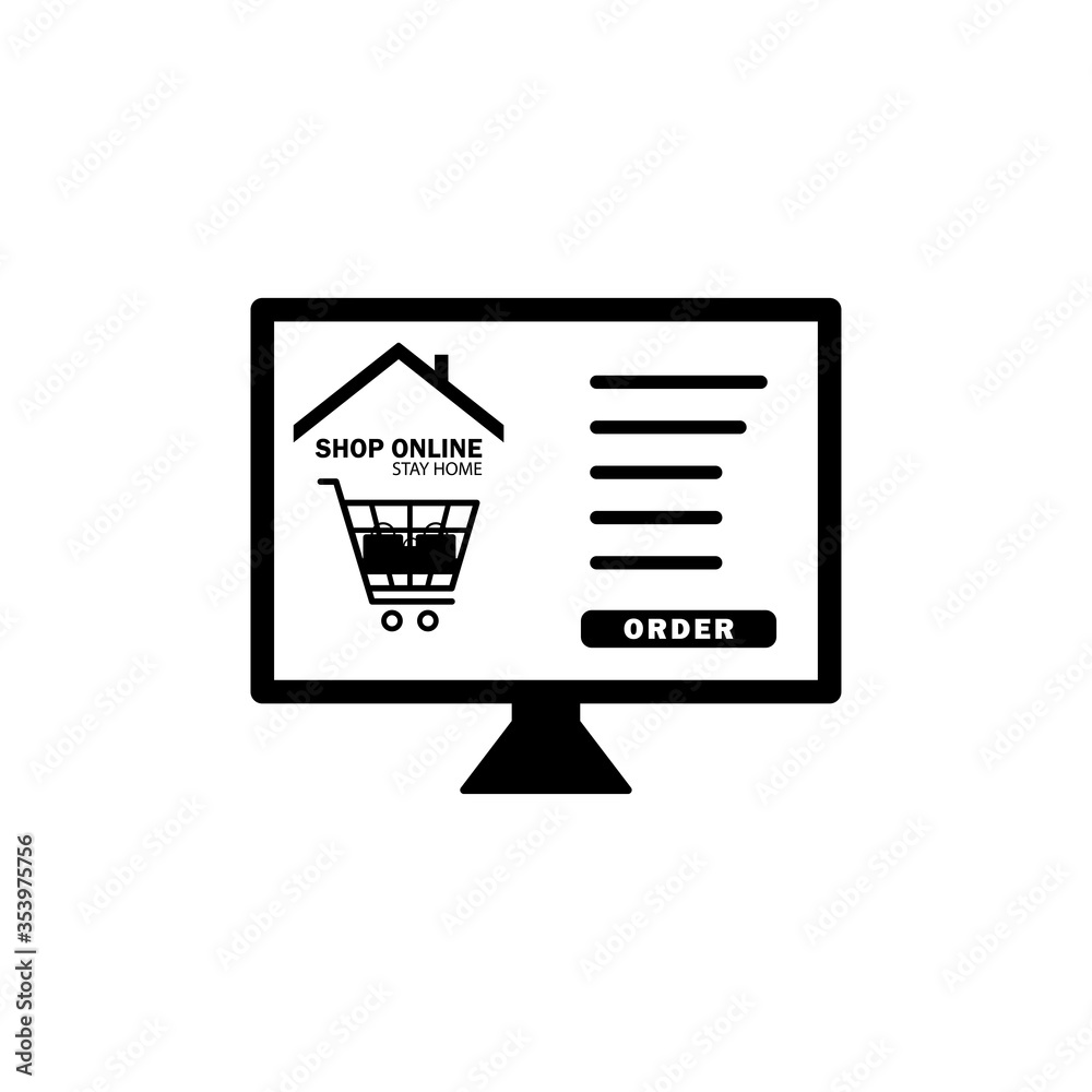 Stay home and shopping online icon. Design vector illustration