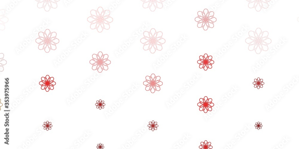 Light Green, Red vector doodle background with flowers.