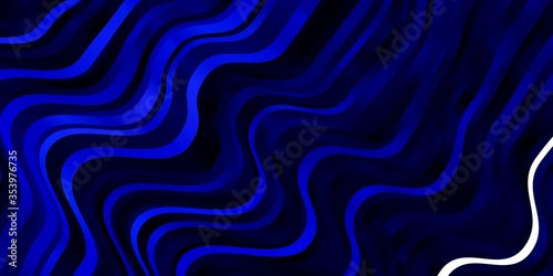 Dark BLUE vector pattern with curved lines. Colorful illustration with curved lines. Pattern for ads, commercials.