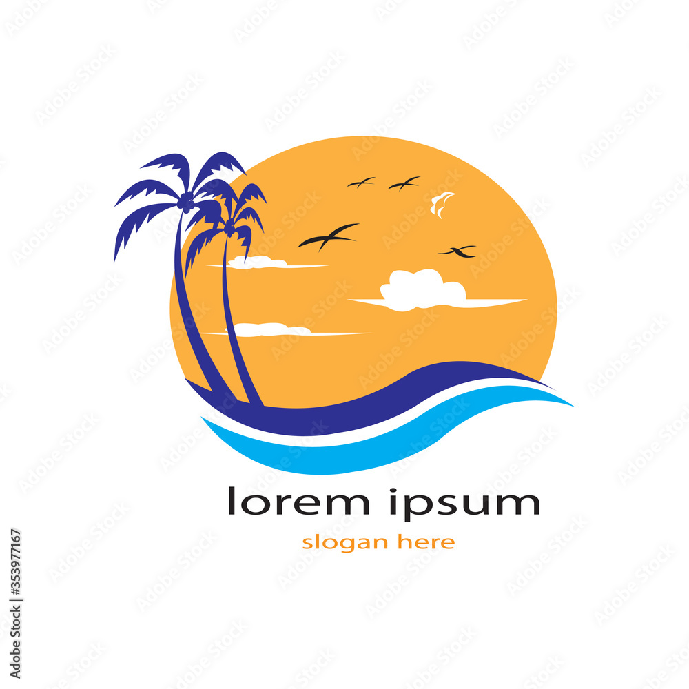 Naklejka premium illustration of evening scenery color logo, vector design