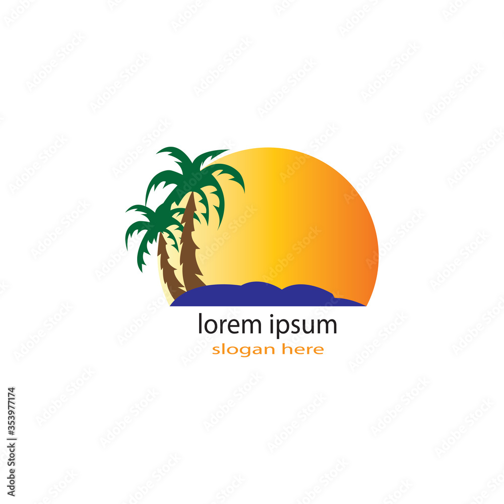 illustration of evening scenery color logo, vector design