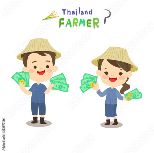 Cartoon Thai Farmer Vector    