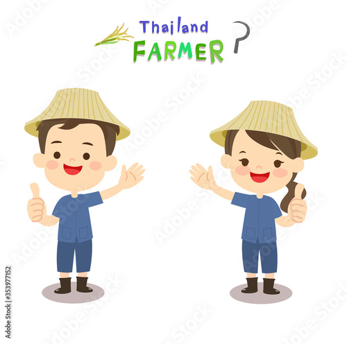 Cartoon Thai Farmer Vector    