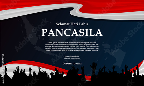 Indonesian Pancasila Day since 1 june 1945 Background Color Vector Horizontal, Happy Pancasila Day. Design for poster, instagram feed and story and more
