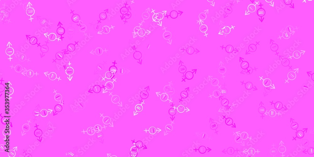 Light Pink vector background with woman symbols.