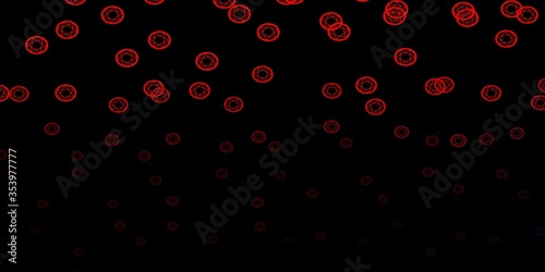 Dark Blue, Red vector background with occult symbols.