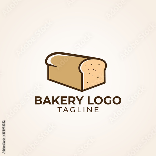 Simple minimalist retro cafe bakery bread logo design vector template 