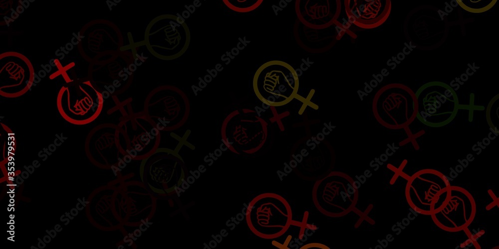 Light Green, Red vector template with businesswoman signs.