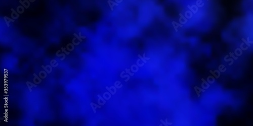 Dark BLUE vector background with clouds. Gradient illustration with colorful sky, clouds. Template for landing pages.