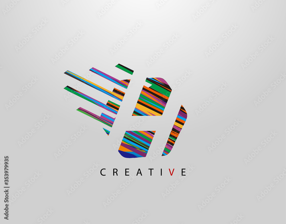 Fototapeta premium Fast H Letter Logo. Creative Modern Abstract Geometric Initial H Design, made of various colorful pop art strips shapes