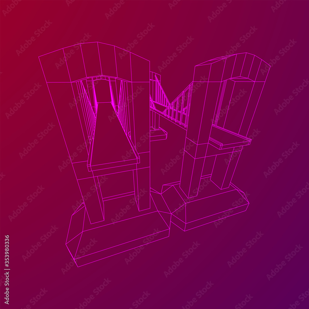 Fototapeta premium Bridge connection structure. Wireframe low poly mesh vector illustration.