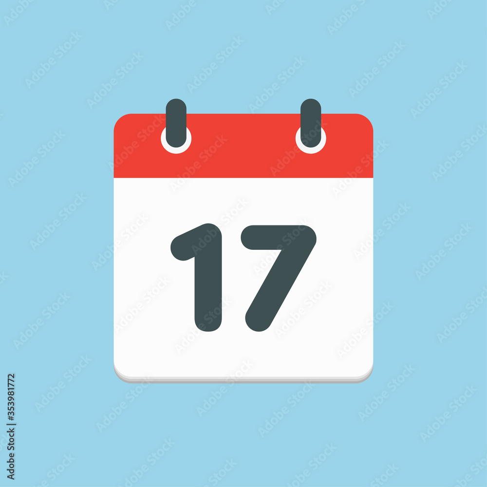 Vector icon list calendar day, date number 17 Vector icon list calendar day, date number 17