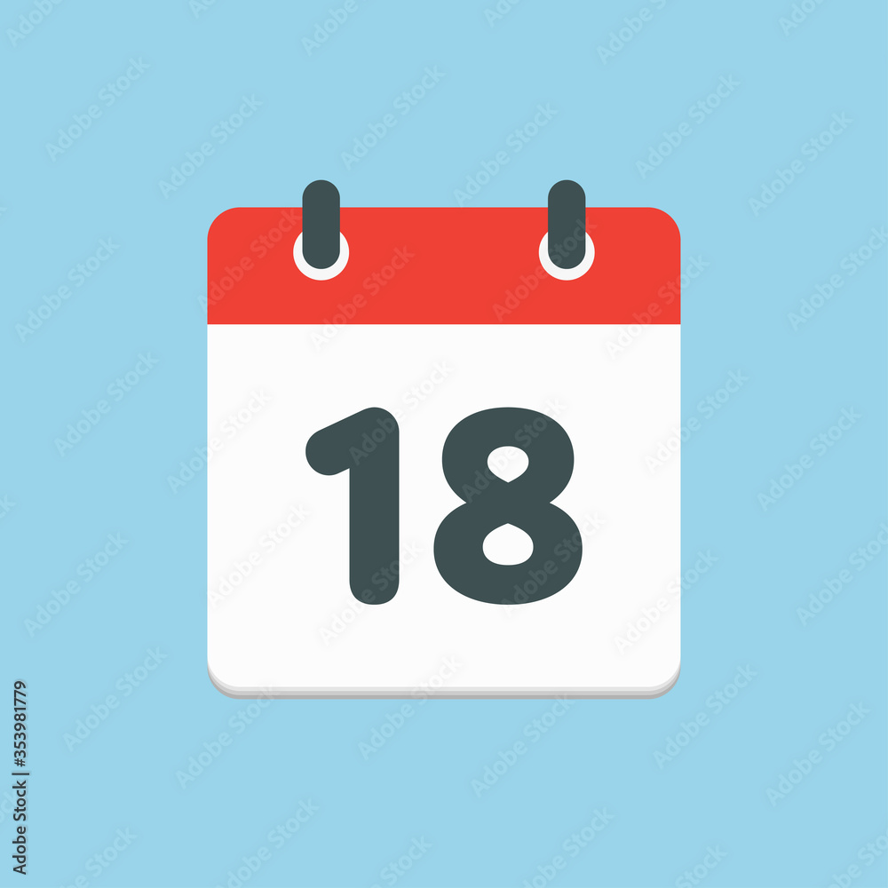 Vector icon list calendar day, date number 18 Vector icon list calendar day, date number 18