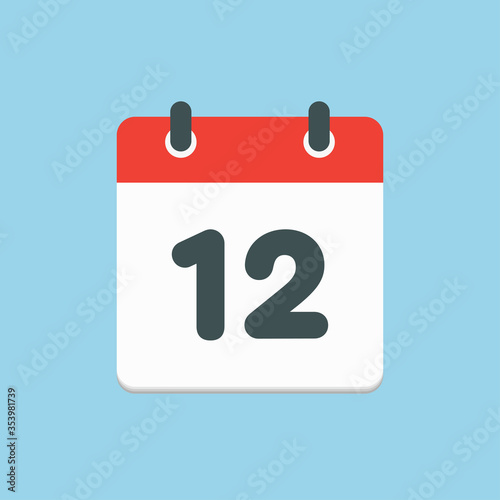 Vector icon list calendar day, date number 12