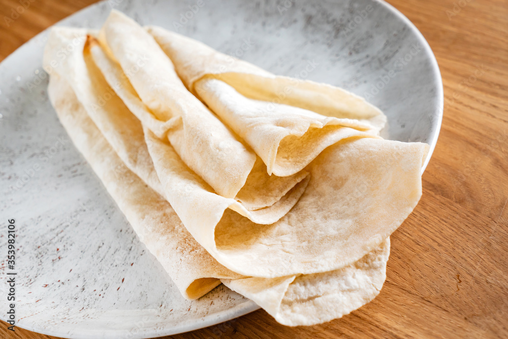 Lavash (soft, thin unleavened flatbread) Lavash (soft, thin unleavened flatbread)