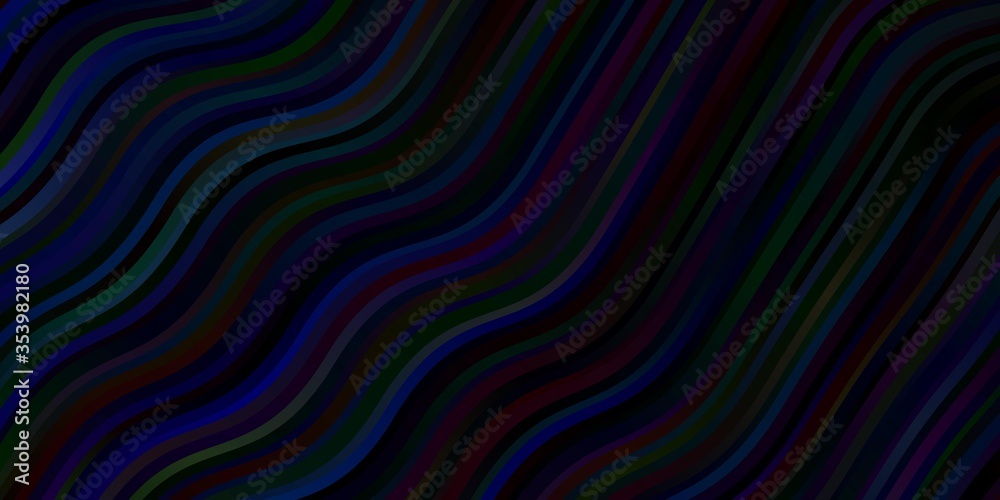 Obraz premium Dark Blue, Green vector background with lines. Brand new colorful illustration with bent lines. Design for your business promotion.