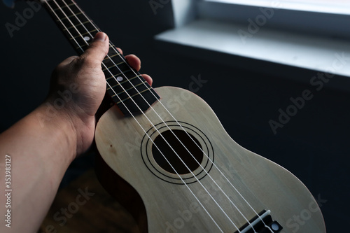 ukulele in hand