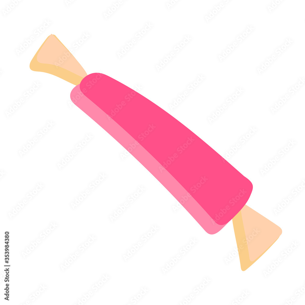 Pink candy with yellow ends in a flat style on a white background. Gift promotion design, sticker for letter to customer, gift icon, birthday, holiday. A symbol of gift. Tasty Candy Icon. Pink candy with yellow ends in a flat style on a white background. Gift promotion design, sticker for letter to customer, gift icon, birthday, holiday. A symbol of gift. Tasty Candy Icon.
