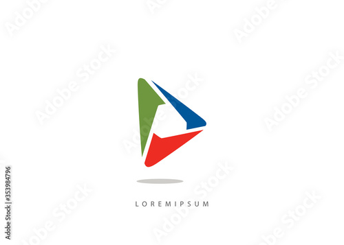 media, play, triangle, propeller logo template