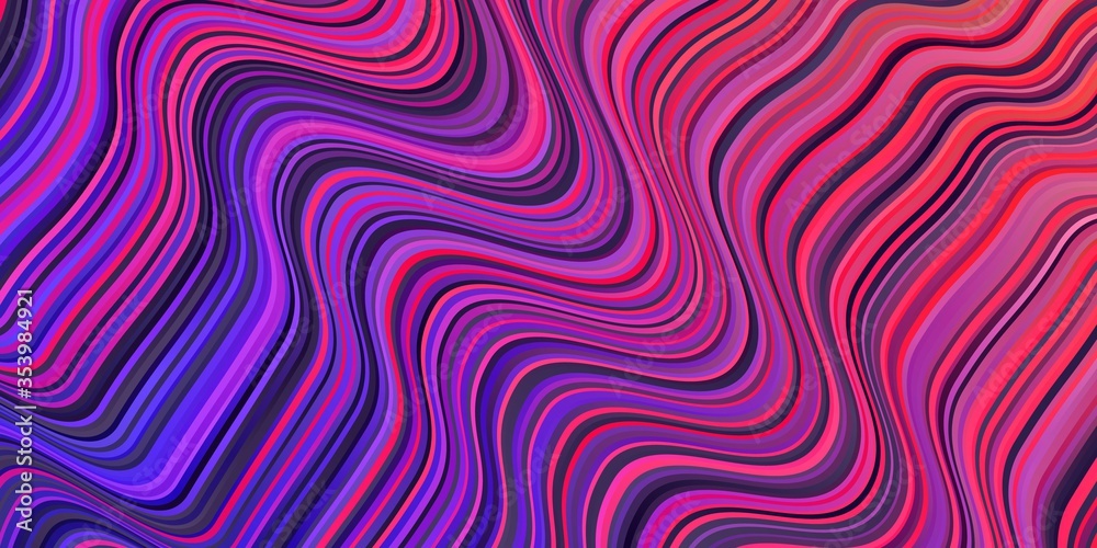 Dark Multicolor vector pattern with curved lines.