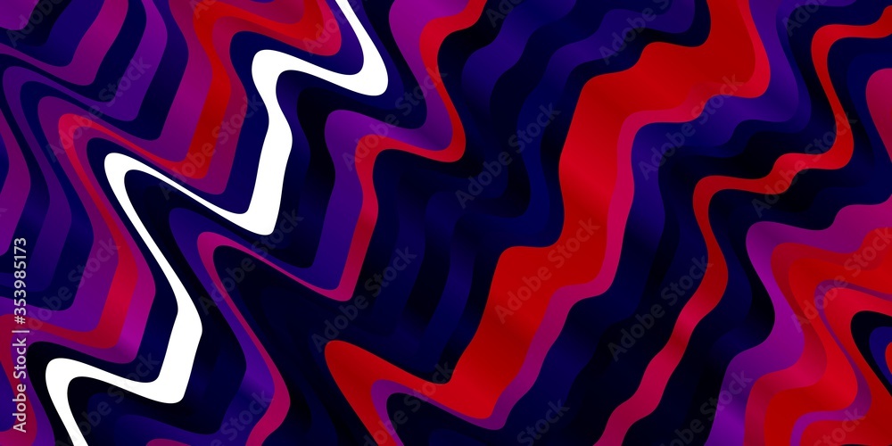 Obraz Dark Purple, Pink vector backdrop with curves. Abstract illustration with gradient bows. Template for cellphones.