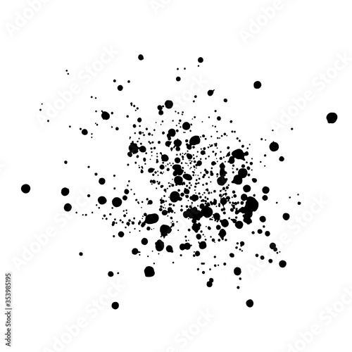 Vector black and white ink splash, blot and brush stroke, spot, spray, smudge, spatter, splatter, drip, drop, ink blob brush, paint spot, spray, smudge Grunge textured elements for design, background.