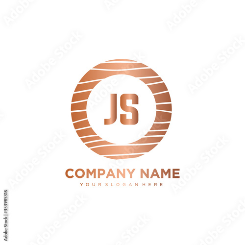 JS Initial Letter circle wood logo template vector