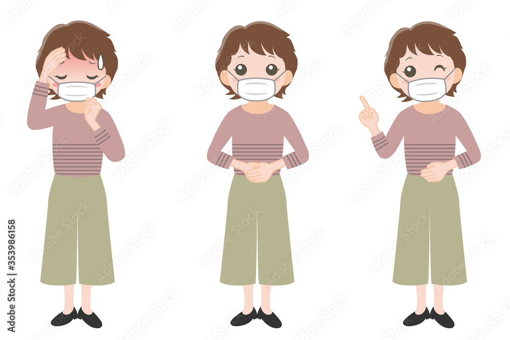 マスクをした女の人 マスクをした女の人