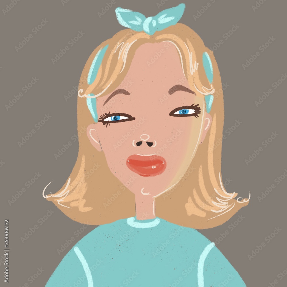 illustration of a cute fashionable girl in a children's style for decoration design illustration of a cute fashionable girl in a children's style for decoration design