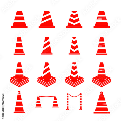 Traffic cone icon set / Traffic warning sign icon set