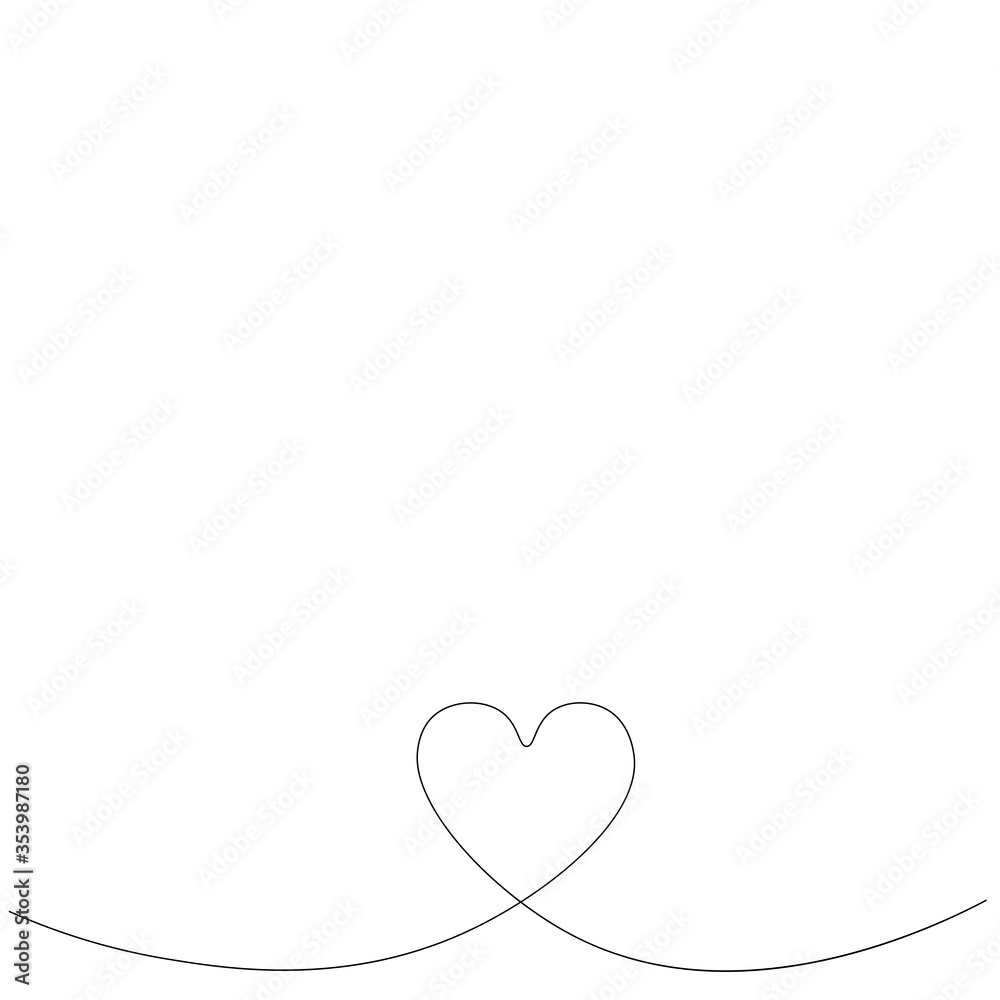 Heart background one line drawing vector illustration