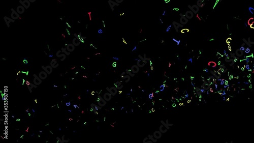 Genetic Code AGTC Colorful Seamless Looping Particle Effects - DNA Genome Sequencing Letters 