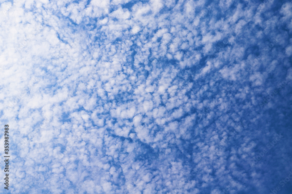 真っ青な空に浮かぶうろこ雲　背景素材