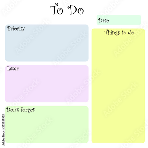 Scheduler template for agenda notes. Diary for business. Work plan for the week.