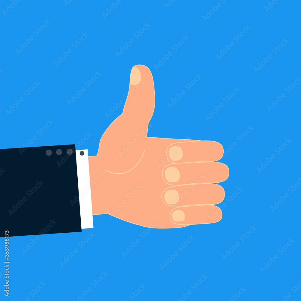 Vector illustration of a hand with like, thumb up. Flat sign good. Sketchy icon of approval, approval. Vector illustration of a hand with like, thumb up. Flat sign good. Sketchy icon of approval, approval.
